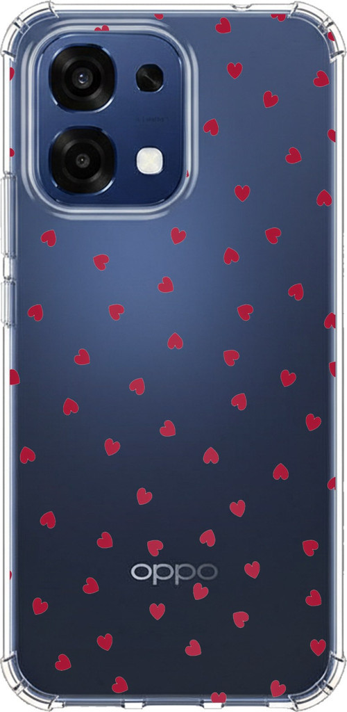 Oppo A6 PRO Uyumlu Kırmızı Kalpler Tasarımlı Baskılı Silikon Kılıf