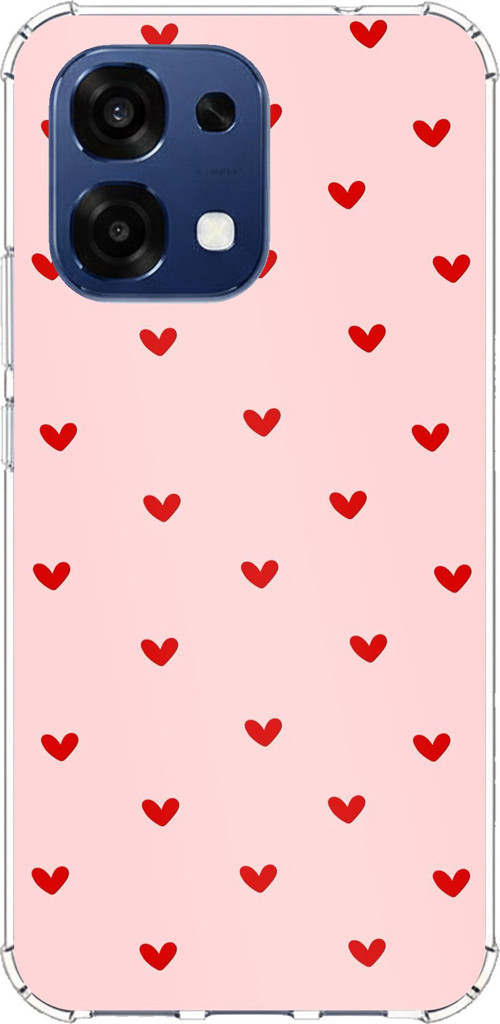 Oppo A6 PRO Uyumlu Kırmızı Minik Kalpler Baskılı Silikon Kılıf