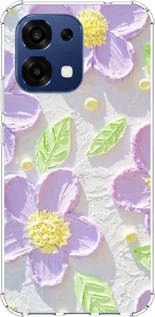 Oppo A6 PRO Uyumlu Mor Papatyalar Sulu Boya Baskılı Silikon Kılıf
