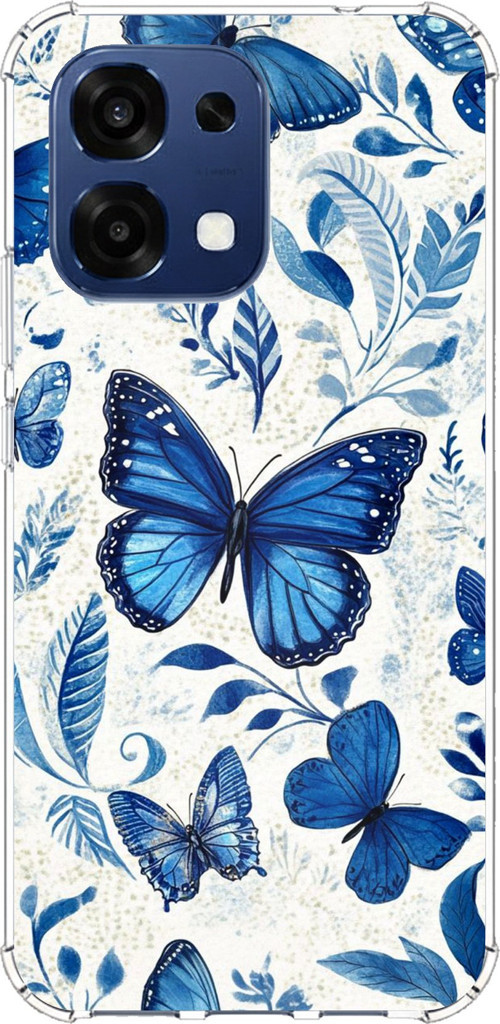 Oppo A6 PRO Uyumlu Mavi Kelebekler Baskılı Silikon Kılıf