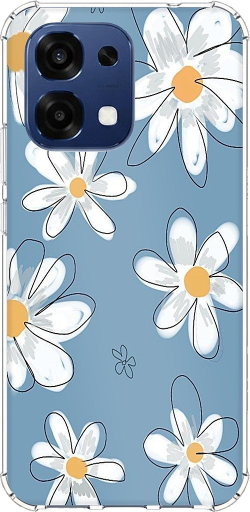 Oppo A6 PRO Uyumlu Mavi Papatya Bahçesi Baskılı Silikon Kılıf