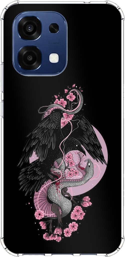 Oppo A6 PRO Uyumlu Pembe Siyah Yılan Baskılı Silikon Kılıf