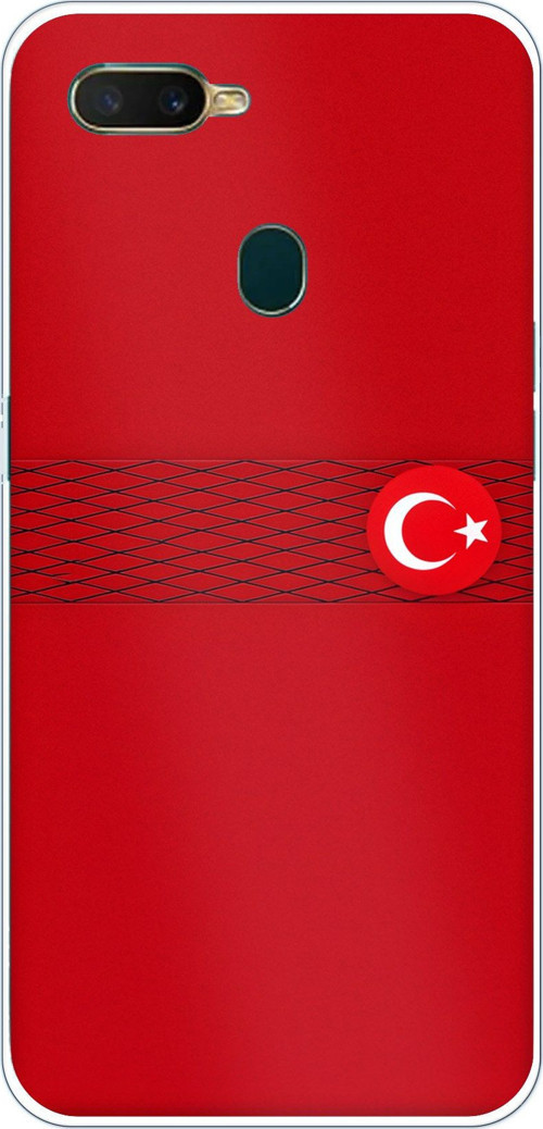 Oppo A5S-AX7-A12 Uyumlu Türk Milli Takım Izgara Desenli Forma Baskılı Silikon Kılıf