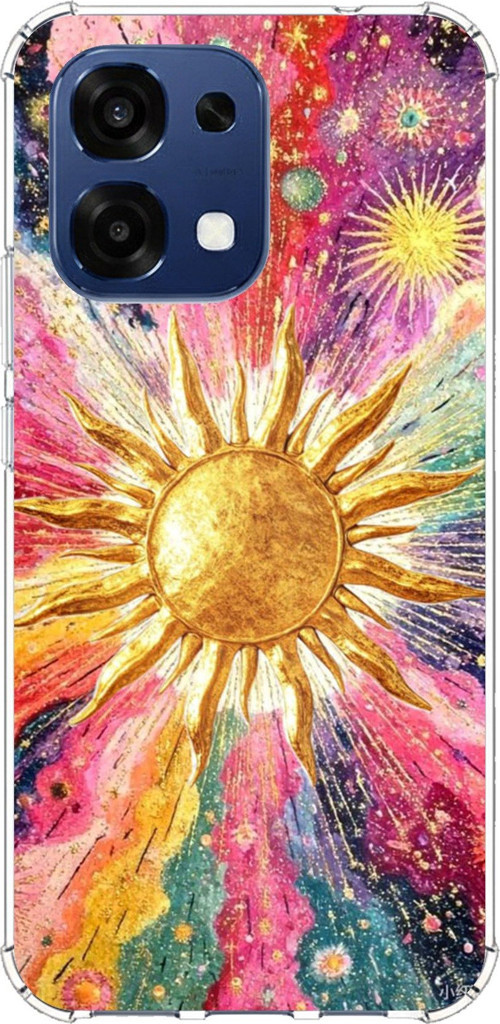Oppo A6 PRO Uyumlu Psikedelik Galaksi ve Güneş Desenli Baskılı Silikon Kılıf