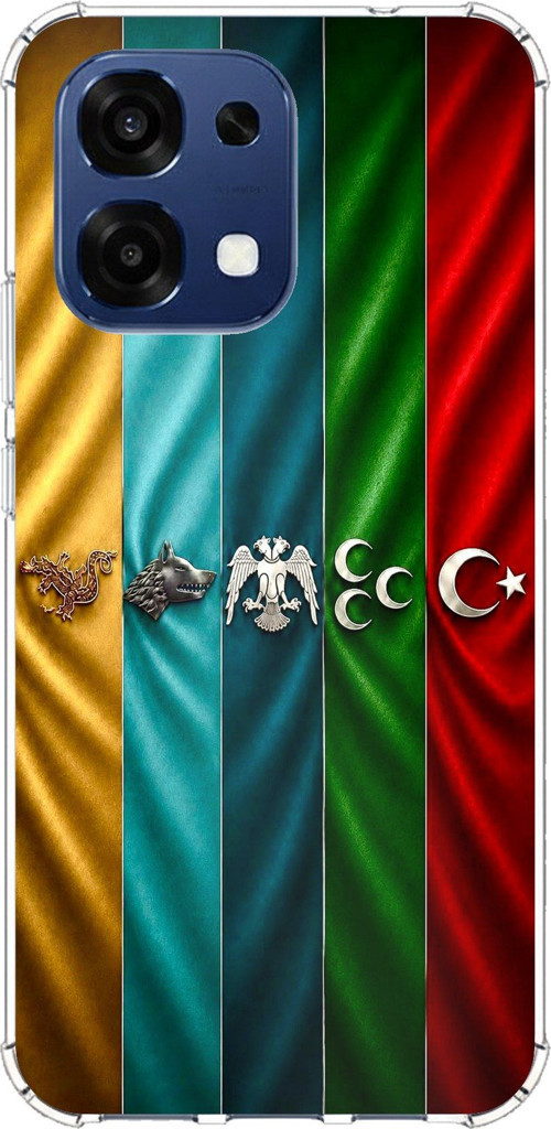 Oppo A6 PRO Uyumlu Tarihi Türk Devletleri Bayrakları Baskılı Silikon Kılıf