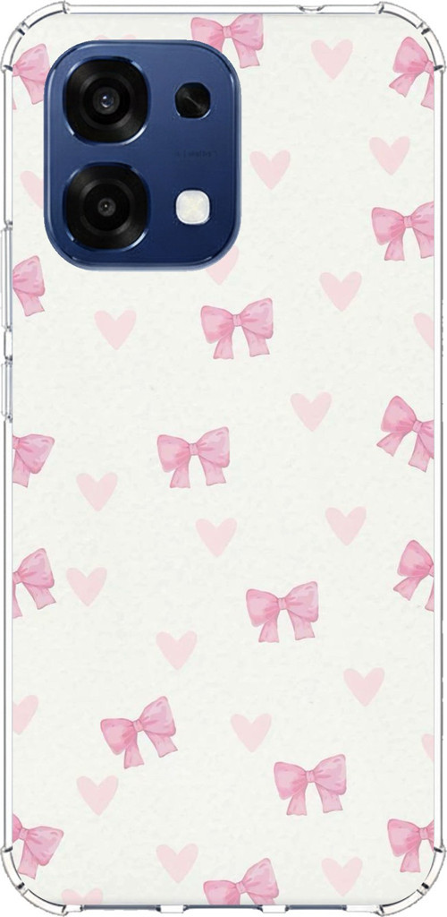 Oppo A6 PRO Uyumlu Fiyonklar ve Pembe Kalpler Baskılı Silikon Kılıf