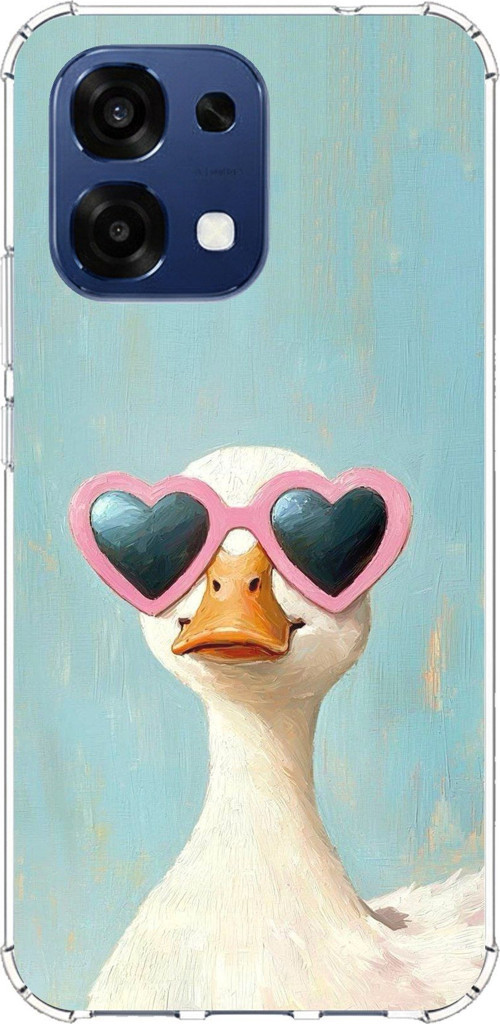 Oppo A6 PRO Uyumlu Yağlı Boya Pop-Art Ördek Baskılı Silikon Kılıf