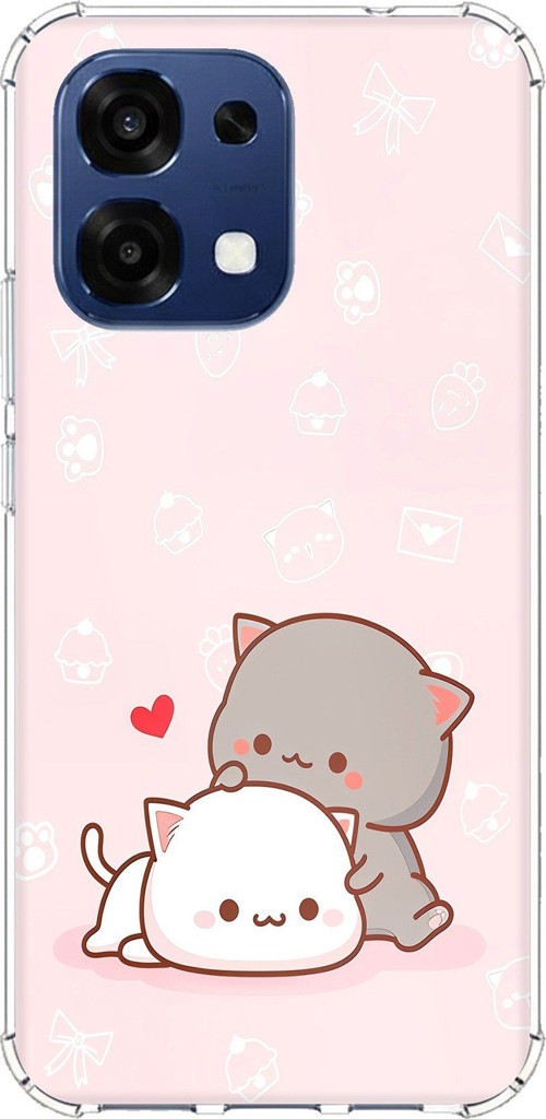 Oppo A6 PRO Uyumlu Sevimli ve Remontik Kediler Baskılı Silikon Kılıf
