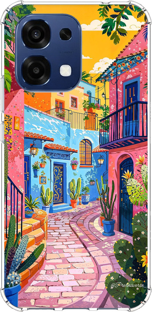 Oppo A6 PRO Uyumlu Renkli Sanat Sokak Silikon Kılıf Baskılı Silikon Kılıf