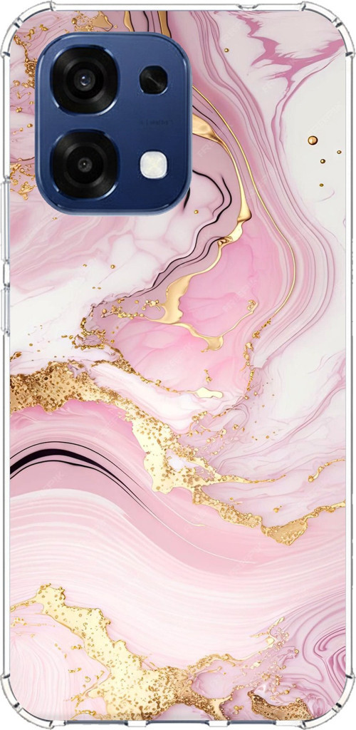 Oppo A6 PRO Uyumlu Pembe Mermer Baskılı Silikon Kılıf
