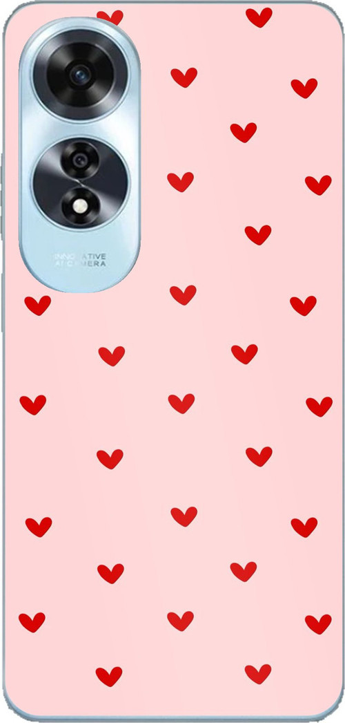 Oppo A60 Uyumlu Kırmızı Minik Kalpler Baskılı Silikon Kılıf