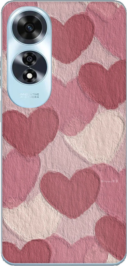 Oppo A60 Uyumlu Pastel Gül Kurusu ve Pembe Kalpli Baskılı Silikon Kılıf