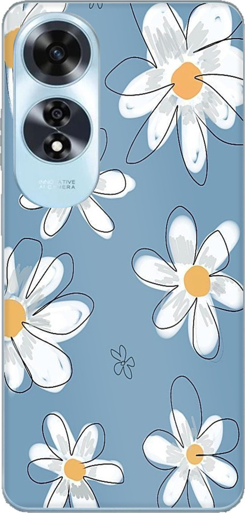 Oppo A60 Uyumlu Mavi Papatya Bahçesi Baskılı Silikon Kılıf