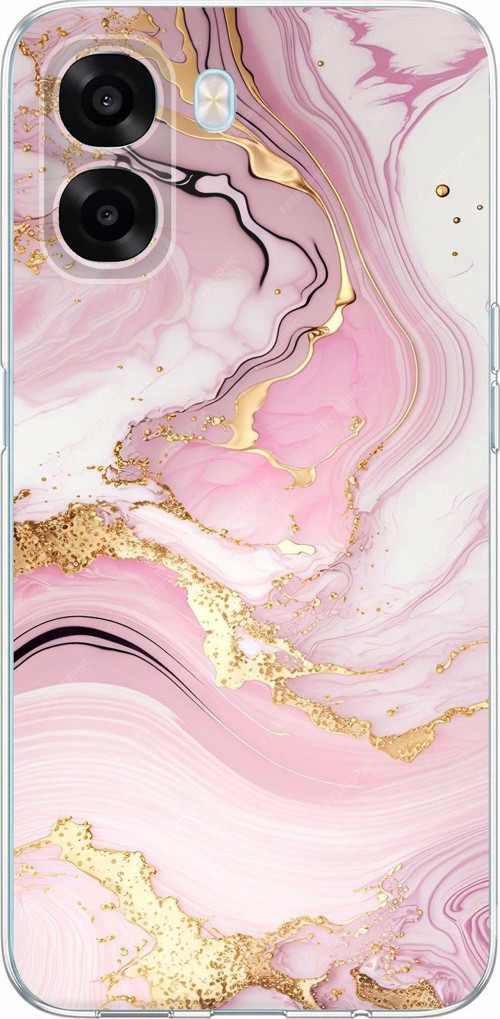 Oppo A6T - A6X Uyumlu Pembe Mermer Baskılı Silikon Kılıf