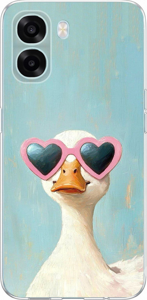 Oppo A6T - A6X Uyumlu Yağlı Boya Pop-Art Ördek Baskılı Silikon Kılıf