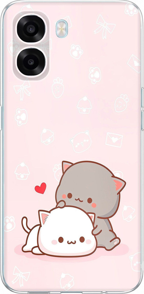Oppo A6T - A6X Uyumlu Sevimli ve Remontik Kediler Baskılı Silikon Kılıf