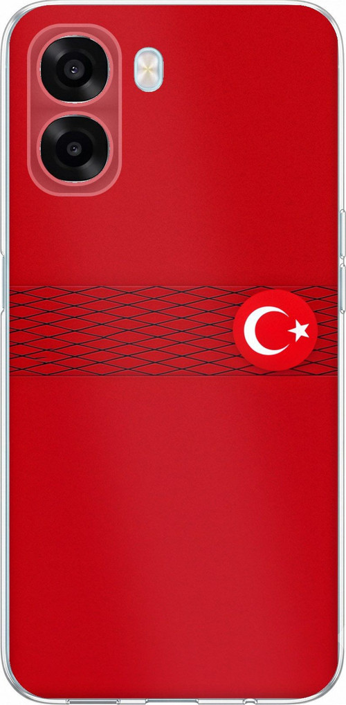 Oppo A6T - A6X Uyumlu Türk Milli Takım Izgara Desenli Forma Baskılı Silikon Kılıf