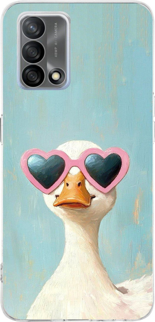 OPPO A74 Uyumlu Yağlı Boya Pop-Art Ördek Baskılı Silikon Kılıf