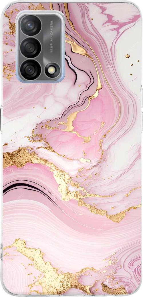OPPO A74 Uyumlu Pembe Mermer Baskılı Silikon Kılıf