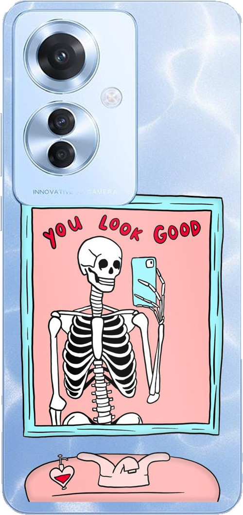 OPPO Reno 11F Uyumlu You Look Good İskelet Tasarımlı Baskılı Silikon Kılıf