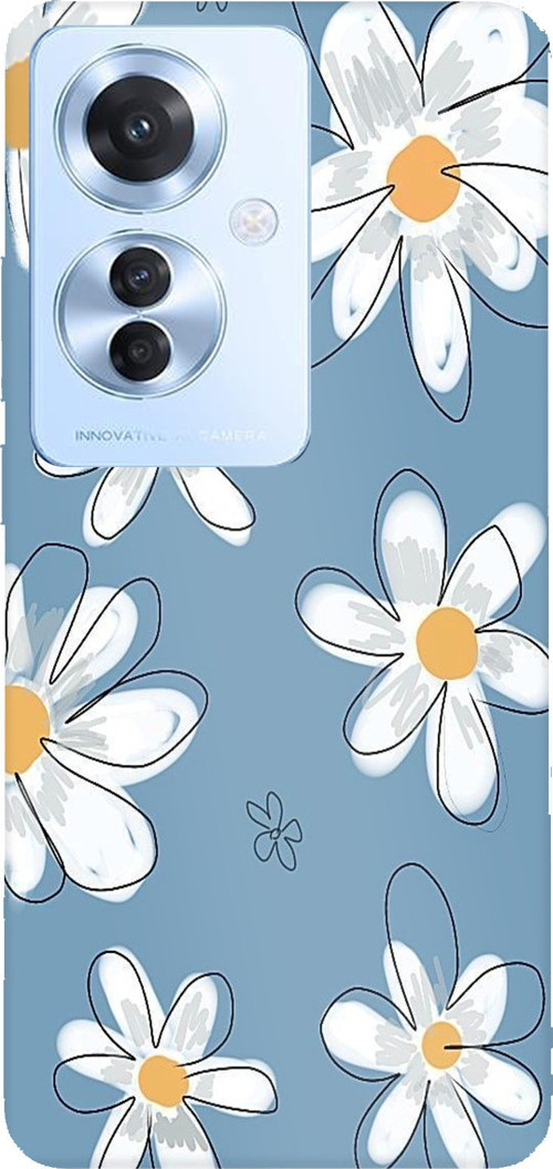 OPPO Reno 11F Uyumlu Mavi Papatya Bahçesi Baskılı Silikon Kılıf