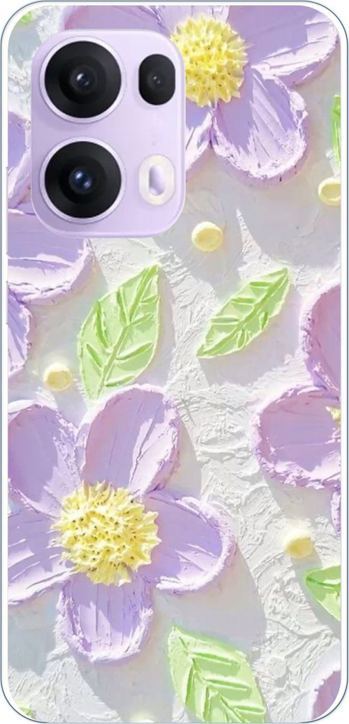 OPPO Reno 13 PRO Uyumlu Mor Papatyalar Sulu Boya Baskılı Silikon Kılıf