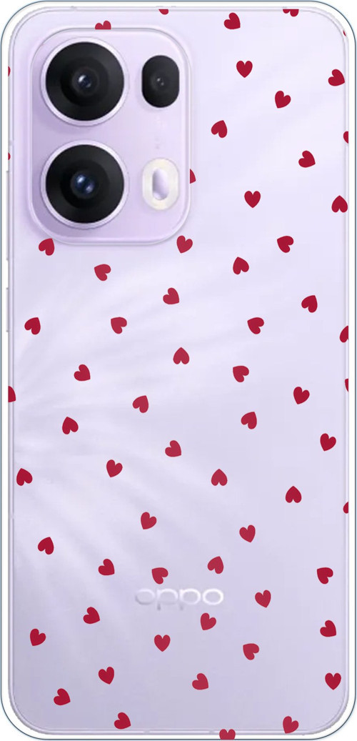 OPPO Reno 13 PRO Uyumlu Kırmızı Kalpler Tasarımlı Baskılı Silikon Kılıf