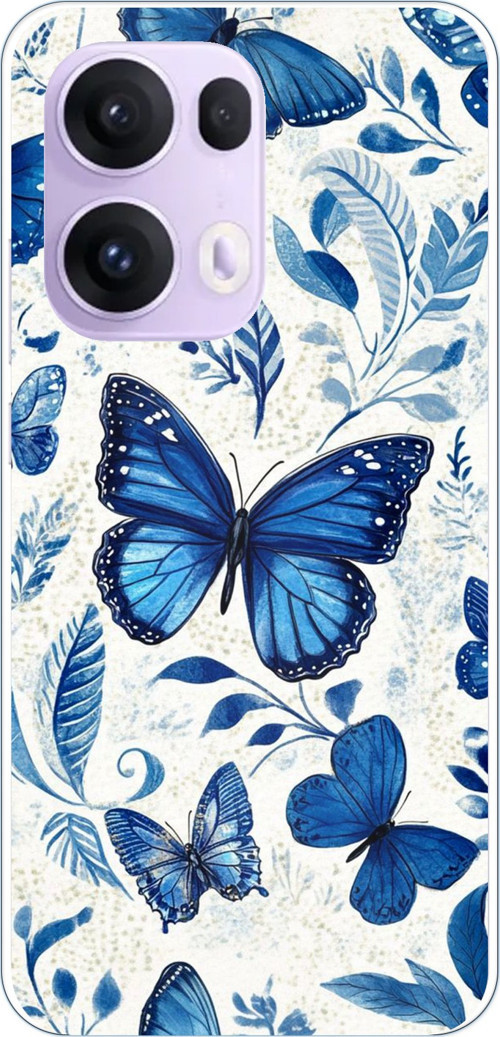 OPPO Reno 13 PRO Uyumlu Mavi Kelebekler Baskılı Silikon Kılıf