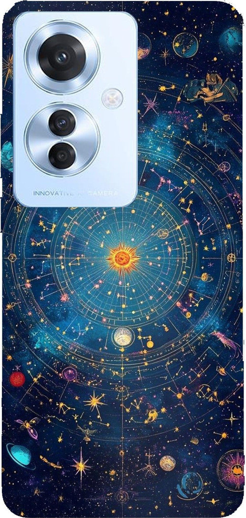 OPPO Reno 11F Uyumlu Yıldız Atlası Kozmik Rehber Baskılı Silikon Kılıf