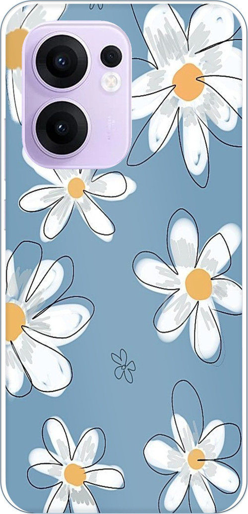 OPPO Reno 13F Uyumlu Mavi Papatya Bahçesi Baskılı Silikon Kılıf