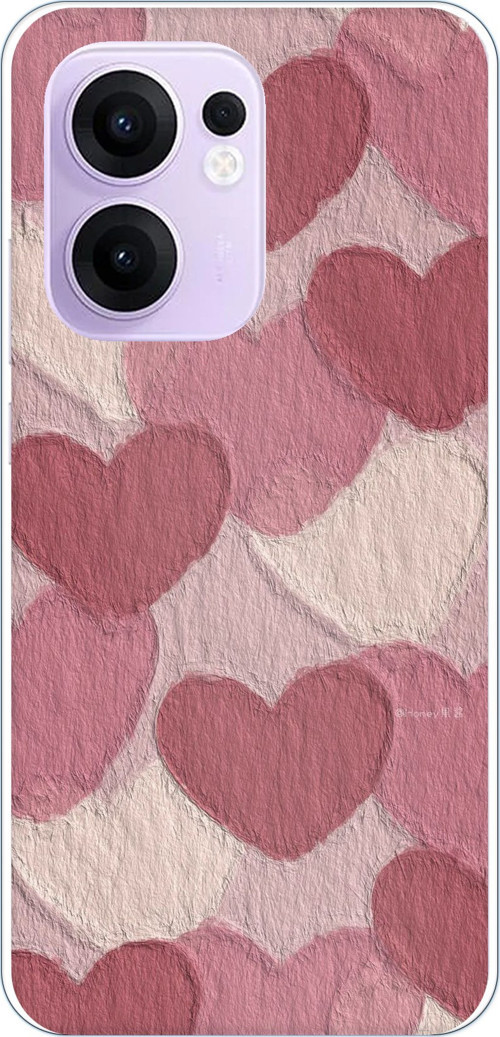 OPPO Reno 13F Uyumlu Pastel Gül Kurusu ve Pembe Kalpli Baskılı Silikon Kılıf