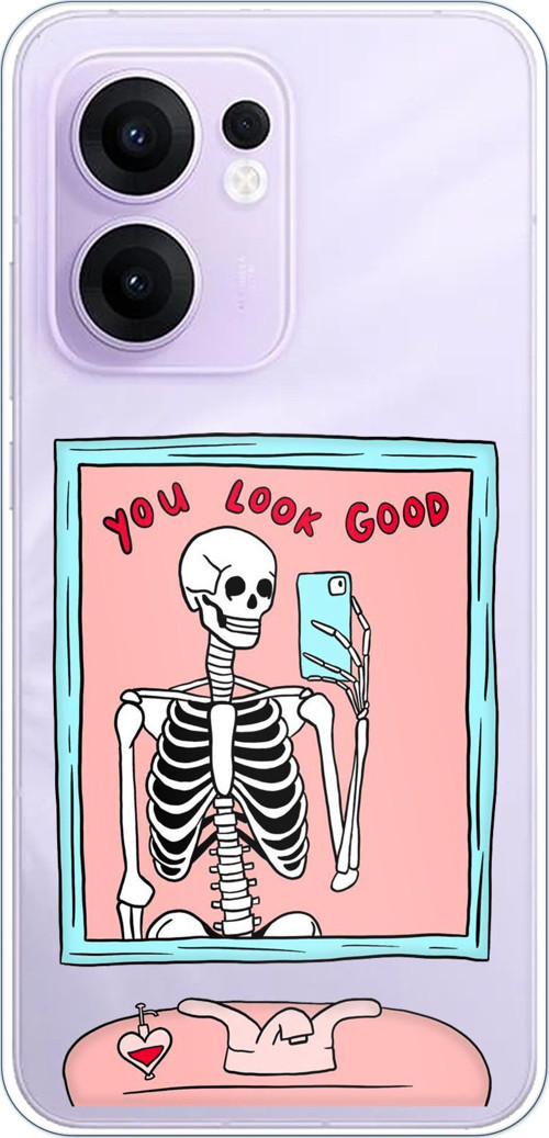 OPPO Reno 13F Uyumlu You Look Good İskelet Tasarımlı Baskılı Silikon Kılıf