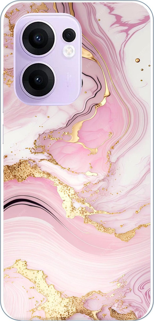 OPPO Reno 13F Uyumlu Pembe Mermer Baskılı Silikon Kılıf