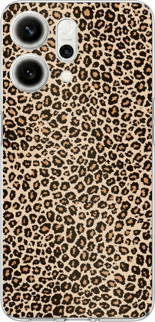 Oppo Reno 14 5G Uyumlu Leopar Tasarımlı Baskılı Silikon Kılıf