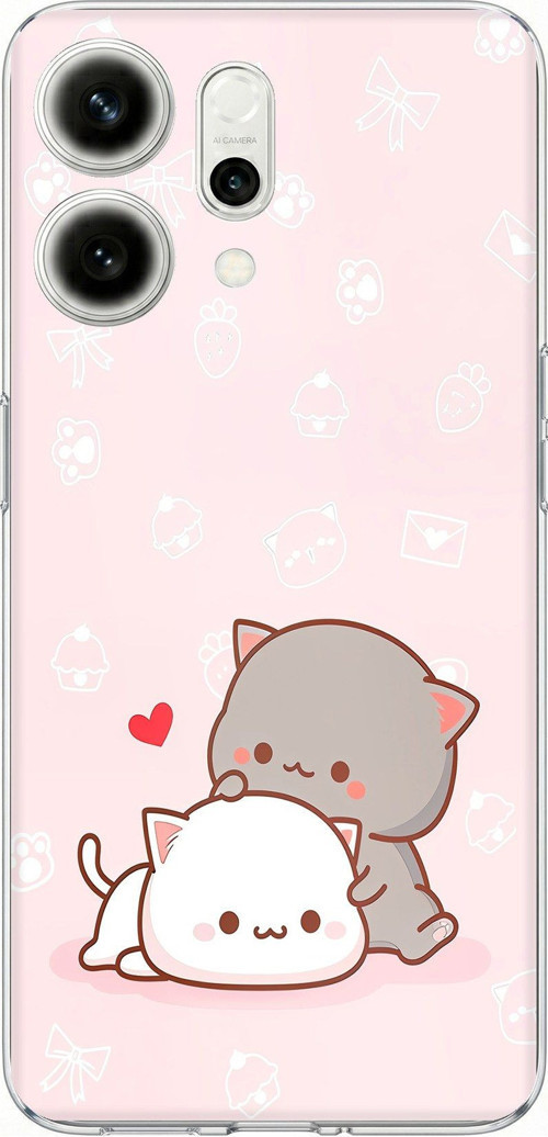 Oppo Reno 14 5G Uyumlu Sevimli ve Remontik Kediler Baskılı Silikon Kılıf