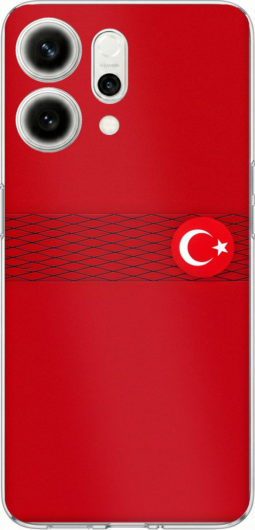 Oppo Reno 14 5G Uyumlu Türk Milli Takım Izgara Desenli Forma Baskılı Silikon Kılıf