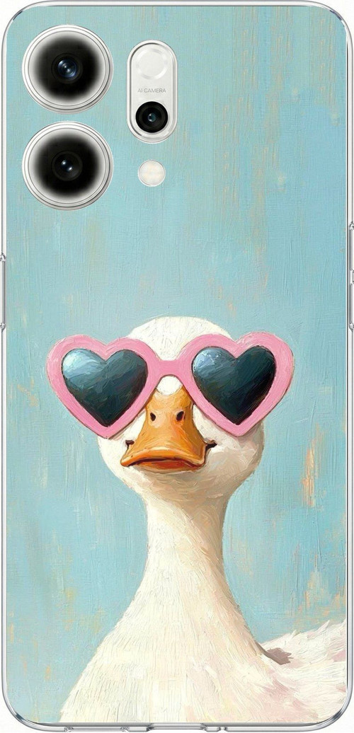 Oppo Reno 14 5G Uyumlu Yağlı Boya Pop-Art Ördek Baskılı Silikon Kılıf