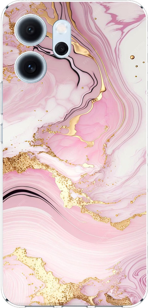 OPPO Reno 14F Uyumlu Pembe Mermer Baskılı Silikon Kılıf