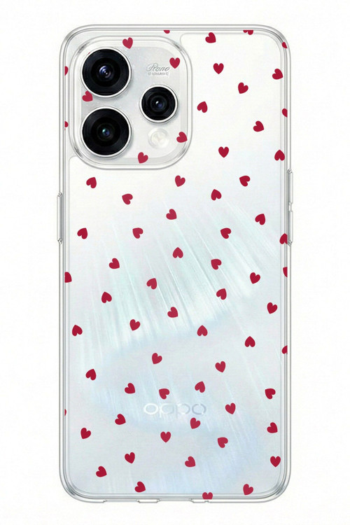 OPPO Reno 15 - Reno 15F Uyumlu Kırmızı Kalpler Tasarımlı Baskılı Silikon Kılıf