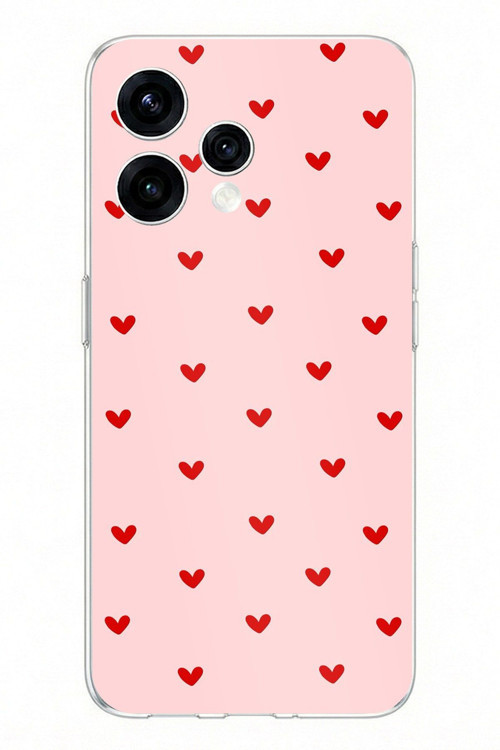 OPPO Reno 15 - Reno 15F Uyumlu Kırmızı Minik Kalpler Baskılı Silikon Kılıf