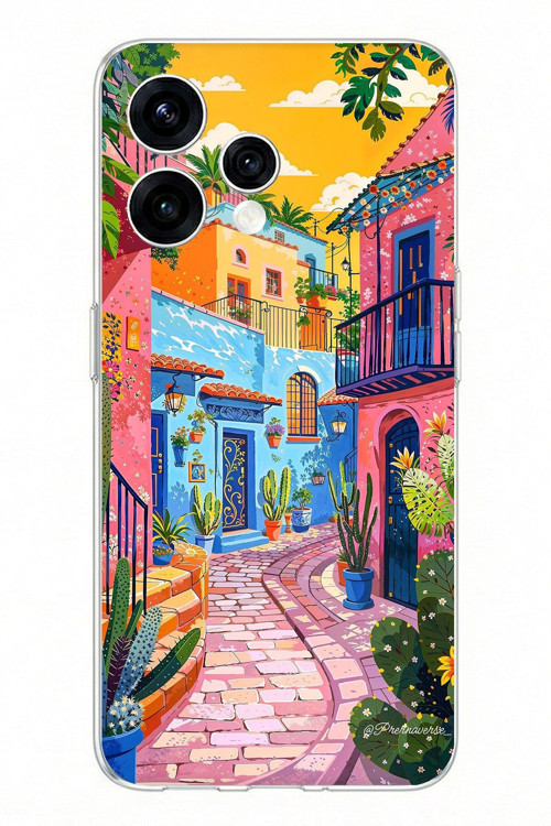 OPPO Reno 15 - Reno 15F Uyumlu Renkli Sanat Sokak Silikon Kılıf Baskılı Silikon Kılıf