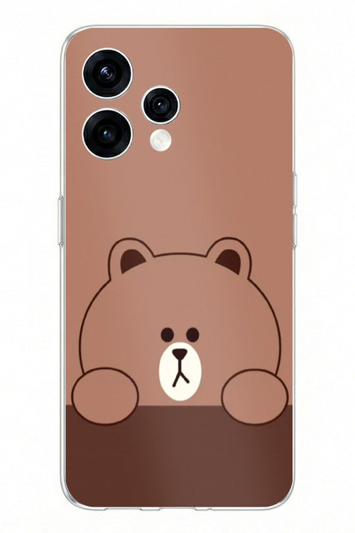 OPPO Reno 15 - Reno 15F Uyumlu Kahverengi Ayı Tasarımlı Baskılı Silikon Kılıf