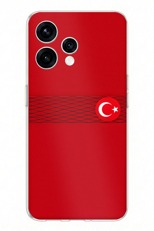OPPO Reno 15 - Reno 15F Uyumlu Türk Milli Takım Izgara Desenli Forma Baskılı Silikon Kılıf