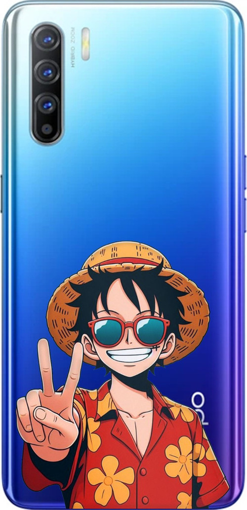 Oppo Reno 3-A91 Uyumlu Monkey D. Luffy Tasarımlı Baskılı Silikon Kılıf