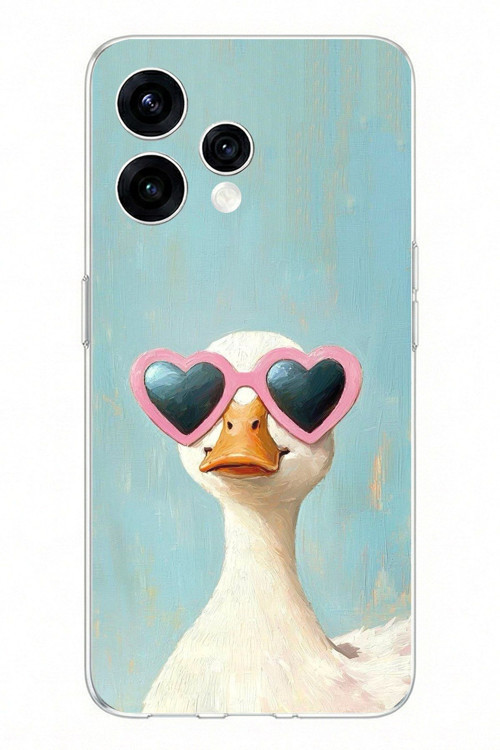 OPPO Reno 15 - Reno 15F Uyumlu Yağlı Boya Pop-Art Ördek Baskılı Silikon Kılıf