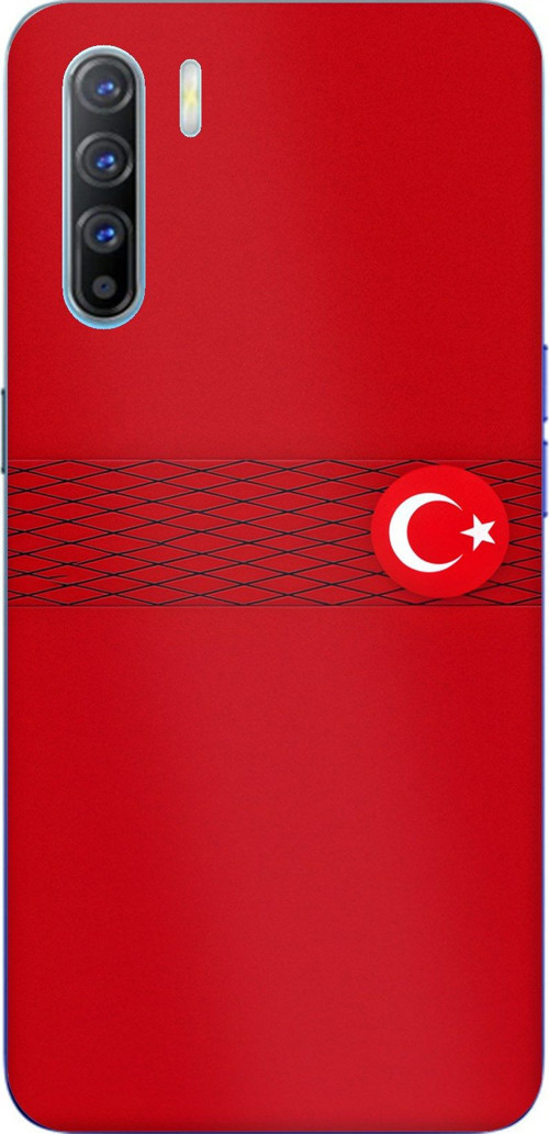 Oppo Reno 3-A91 Uyumlu Türk Milli Takım Izgara Desenli Forma Baskılı Silikon Kılıf
