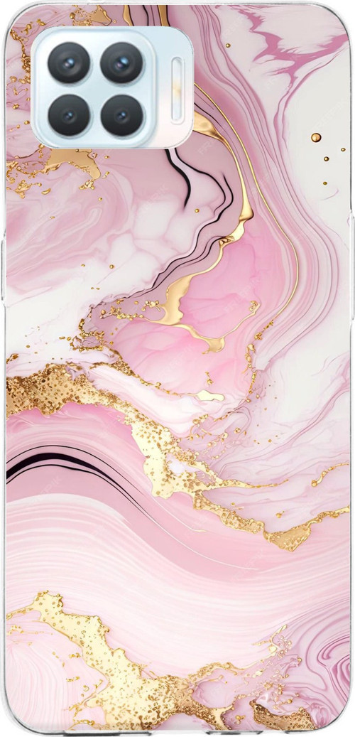 OPPO Reno 4 Lite Uyumlu Pembe Mermer Baskılı Silikon Kılıf