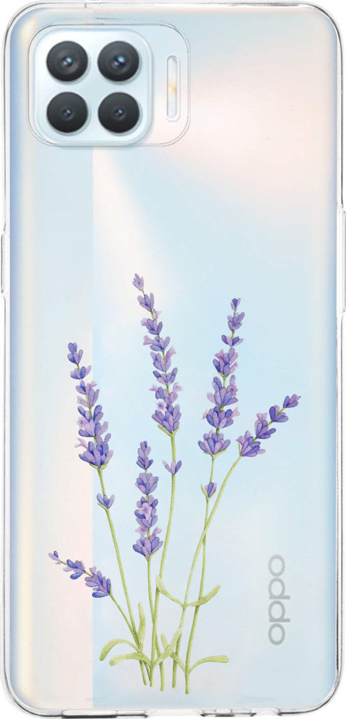 OPPO Reno 4 Lite Uyumlu Lavanta Çiçek Tasarımlı Baskılı Silikon Kılıf