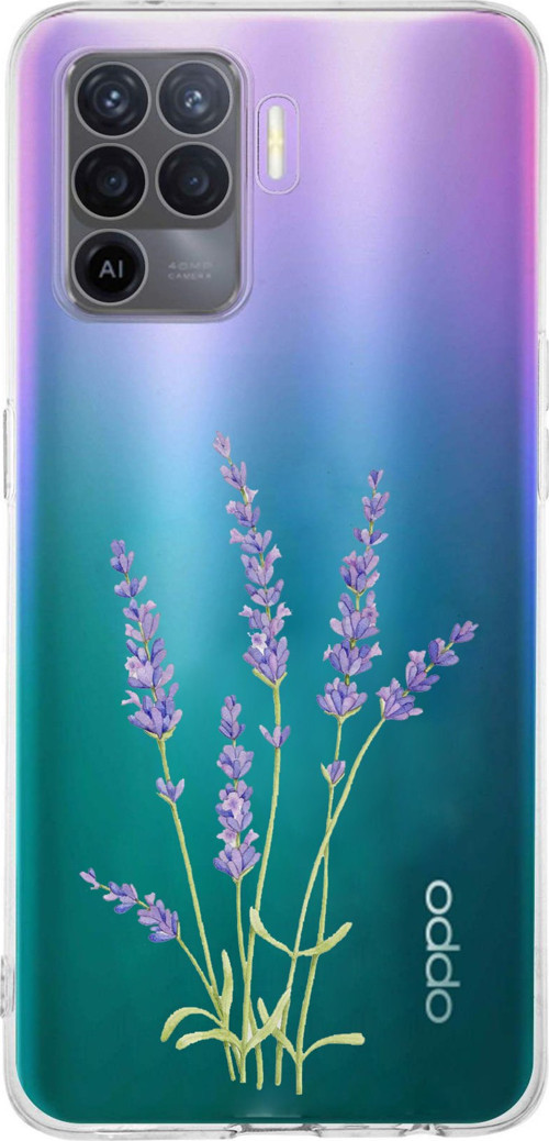 OPPO Reno 5 Lite Uyumlu Lavanta Çiçek Tasarımlı Baskılı Silikon Kılıf