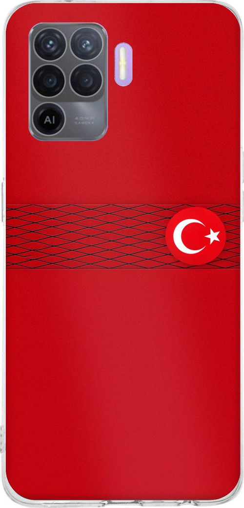 OPPO Reno 5 Lite Uyumlu Türk Milli Takım Izgara Desenli Forma Baskılı Silikon Kılıf